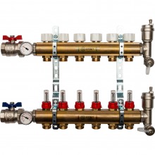 Кол. группа  1х-6 вых. с расх. латунь STOUT (комплект)