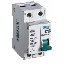 Диф. DEKraft ДИФ-103 16/10/2П C 1п+N тип A 6kA DEKraft 16225DEK