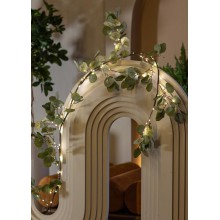 Гирлянда Ветвь эвкалипа 1.8м 96LED тепл. бел. IP44 6ч таймер провод корич. 80см КОСМО