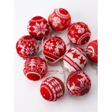 Гирлянда Скандинавский стиль 2.4м (1.8+0.6м) 10 вязаных декоративн. шаров d6см элемен