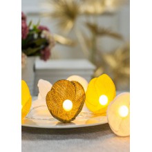 Гирлянда Цветы желт. гамма 10LED ткань тепл. бел. 1.8+0.3м КОСМОС KOC_GIR-B110