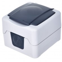 Розетка ОП 1-м IP54 10А, с/з с крышкой сер. Makel 36064099