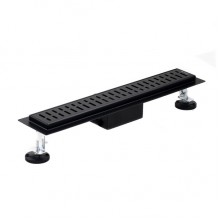 Трап линейный душевой SANTREK AQUA A-70500 BLACK нерж (неповоротный горизонтальный выпуск, ф