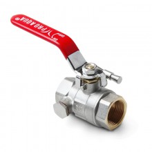 Кран шаровой латунный с дренажом и воздухоотводчиком, ручка-рычаг, В-В 1/2