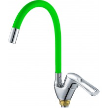 Смес. кухня 1-рук. бок. FAUZT зел.  гибкий излив, с гайкой  FZs833-G129