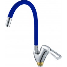 Смес. кухня 1-рук. бок. FAUZT син.  гибкий излив, с гайкой  FZs833-B129