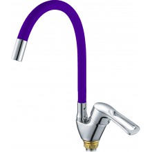 Смес. кухня 1-рук. бок. FAUZT фиол.  гибкий излив, с гайкой  FZs833-B129