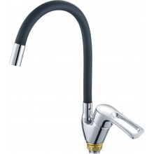 Смес. кухня 1-рук. бок. FAUZT черн.  гибкий излив, с гайкой  FZs833-B129