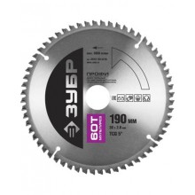 Диск (пильный) по мет. 190x30 60Т ЗУБР (ламинату, пластику, ДСП)