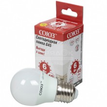 Лампа св. Е27  6Вт Шар СОЮЗ SLED-SMD2835 G45/2700/220V,500lm