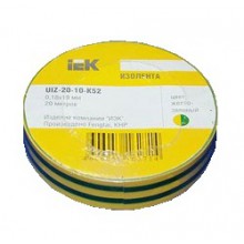Изолента ПВХ  15мм (рул.20м)ж/з ИЭК  | UIZ-13-10-K52  10 в упак.