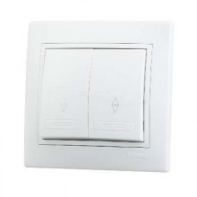 Выкл. проход. СП 2-кл. Мира бел./бел. 10А IP20 LEZARD 701-0202-106