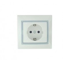 Розетка СП 1-м IP20 16А, с/з бел./сер керам Мира 7701-0215-122