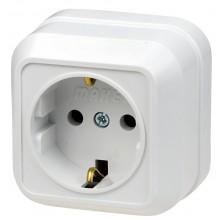 Розетка ОП 1-м IP20 10А, с/з бел. квадр. MAKEL 45108
