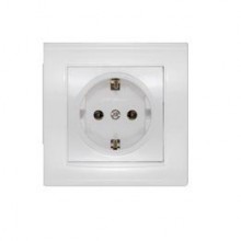 Розетка СП 1-м IP20 16А, с/з бел. Бриллиант (10/100)