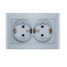 Розетка СП 2-м IP20 16А, с/з серебро Бриллиант (10/100)