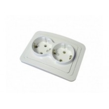 Розетка СП 2-м IP20 16А, с/з бел. Валери В0128 (10/200)