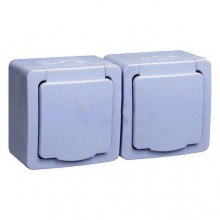 Розетка ОП 2-м IP54 16А, с/з бел. с крышкой ИЭК Гермес РСб22-3-ГПБб ERMP22-K01-16-54-EC