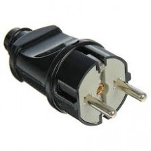 Вилка  с/з прям.чер.16А А1010 У (35 в упак.) UNIVersal