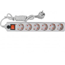 Удлинитель эл. с сет.фильтром 6 * 3м с/з UNIVersal с/ш ПВС 3х0.75 белый 967U-3003