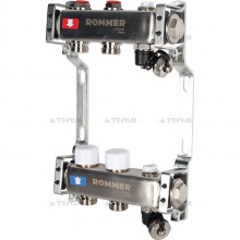 Кол. группа  б/расх.  1х-2 вых. нерж. ROMMER в сборе с клапаном вып. воздуха и сливом