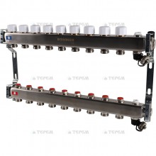 Кол. группа  б/расх.  1х-9 вых. нерж. ROMMER в сборе с клапаном вып. воздуха и сливом