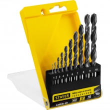 Набор сверл ц/х из 10 штук (1-10мм) сталь М2 (S6-5-2) STAYER