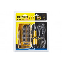 Набор головок 4-13мм и бит 39предм. c трещеткой и воротком STAYER
