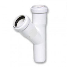 Тройник  БЕСШУМН. D=  50х50 угол 45*  бел.Политэк (50)