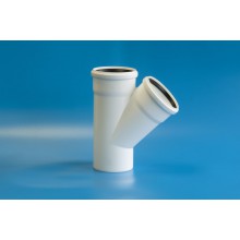 Тройник  БЕСШУМН. D= 110х110 угол 45*  бел.Политэк (25)