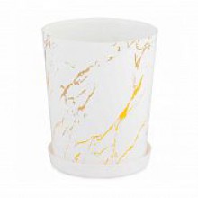 Горшок д/цветов Альтернатива Мрамор, с поддоном, 1,2 л