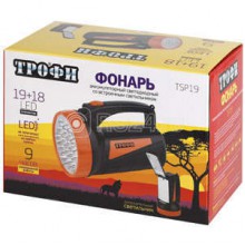 Фон. св. прожектор 19+18 LED аккум. Трофи TSP19 4В 2 А.ч ЗУ 220В карт. упак. C0045552/Б0008436