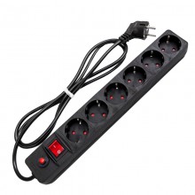 Удлинитель эл. с сет.фильтром 6 * 3м с/з UNIVersal  с/ш ПВС 3х0.75 черный 967U-4003