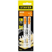 Пилки для лобзика (дерево) STAYER T101D HCS 4-75мм (2шт.)
