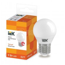 Лампа св. Е27  9Вт Шар ИЭК 3000К LLE-G45-9-230-30-E27