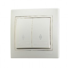 Выкл. проход. СП 2-кл. Мира крем/крем. Lezard 701-0303-106