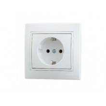 Розетка СП 1-м IP20 16А, с/з бел./бел.керам. Мира 701-0202-122
