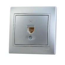 Розетка телеф. 1-м СП Мира RJ11 метал./сер. Lezard 701-1010-137