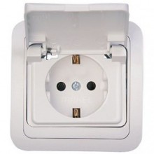 Розетка СП 1-м IP20 16А, с/з бел./бел. с крышкой Mimoza 12009 Розетка СП 1-м IP20 16А, с/з бел./бел. с крышкой Mimoza 12009