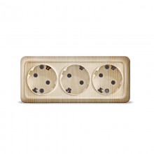Розетка ОП 3-м IP20 16А, с/з сосна. Олимп