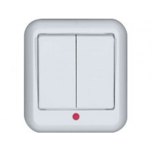 Выкл. ОП 2-кл. IP20 10А с подсв. бел. А56-007М 130(П)