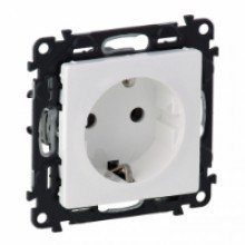 Механизм розетки 1-м СП VALENA Life 16А IP2X 250В 2К+З с лиц. панелью безв с заземл. бел. Leg 753421