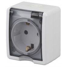 Розетка ОП 1-м IP54 16А, с/з,с/ш, бел. с крышкой Эра Эксперт Б0020712