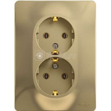 Розетка СП 2-м IP20 16А с/з титан Glossa SchE GSL000424