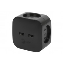 Разветвитель 4гн б/з + 2 USB SP-4-USB-B 10А 2400мА черн. Эра Б0049536