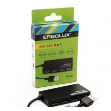 Разветвитель USB 4USB 2А коробка черн. ELX-SLP01-C02 ERGOLUX 15109