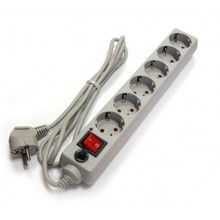 Удлинитель эл. с сет.фильтром 6 * 3м с/з UNIVersal  с/ш ПВС 3х0.75 серый 967U-5003