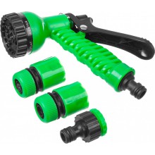 Набор для шланга 1/2 РОСТОК 4 предмета (распылитель пистолетный 7 поз., 2 соединителя 1/2, адаптер)