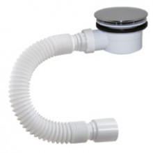 Сифон для душ. поддона 1-1/2х90 DX-902 высот. h=64мм,пласт/хром с гибк.трубой 40-50