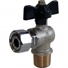 Кран шар. с накидной гайкой угловой  3/4  НР баб. STOUT l 1 в упак.